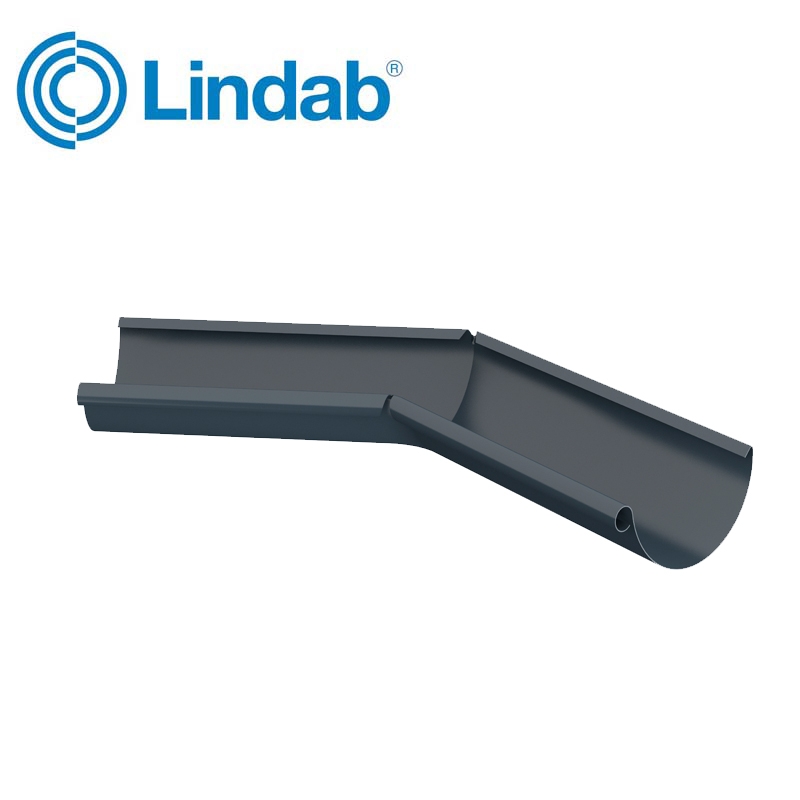 Lindab Half Round 135dg Inner Gutter Angle 125mm Painted Dark Grey
