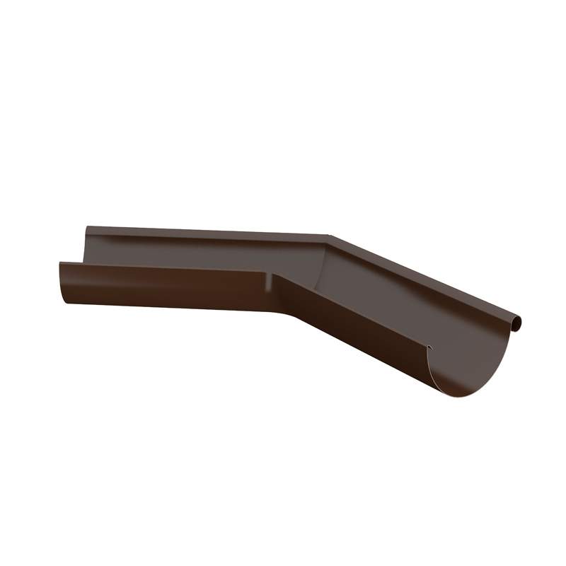 Lindab Brown 125Mm Half Round 135Dg External Gutter Corner - Galvanised Steel