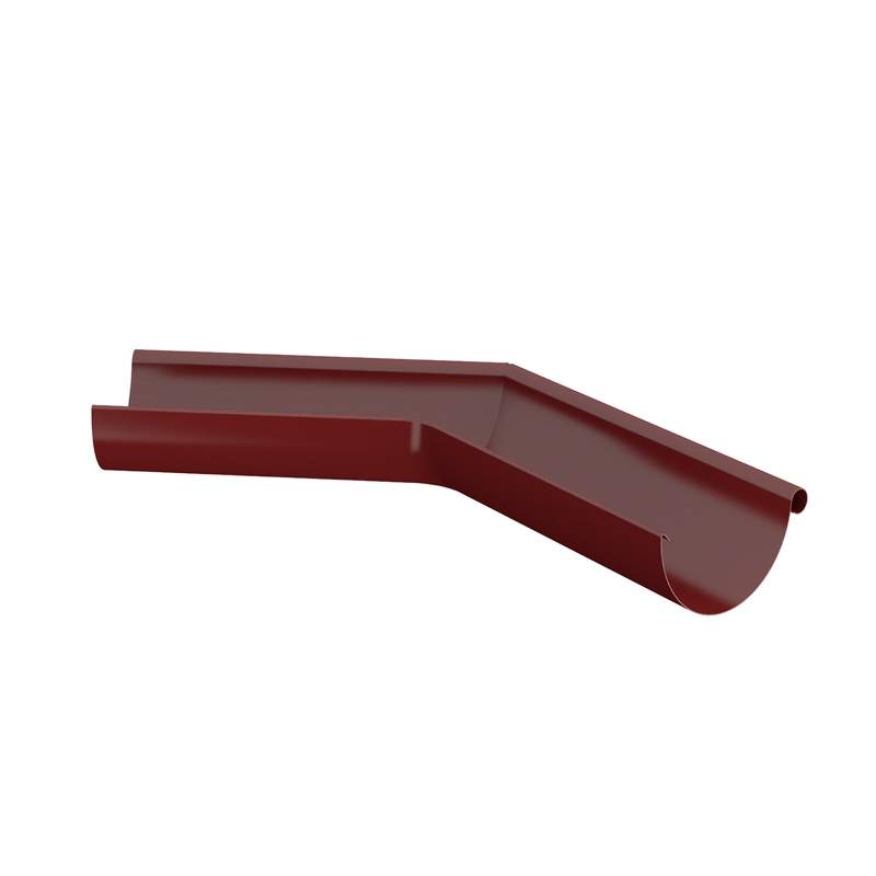 Lindab Dark Red 150Mm Half Round 135Dg External Gutter Corner - Galvanised Steel