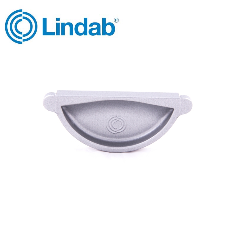 Lindab Half Round Self Sealing Stop End 125mm Painted Silver Metallic