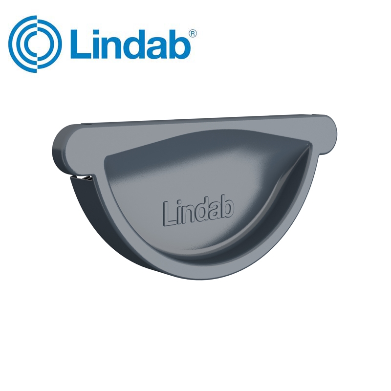 Lindab Half Round Self Sealing Stop End 125mm Painted Dark Grey