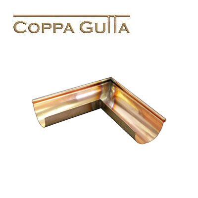 Copper Guttering Large Half Round External Corner 90 Degree