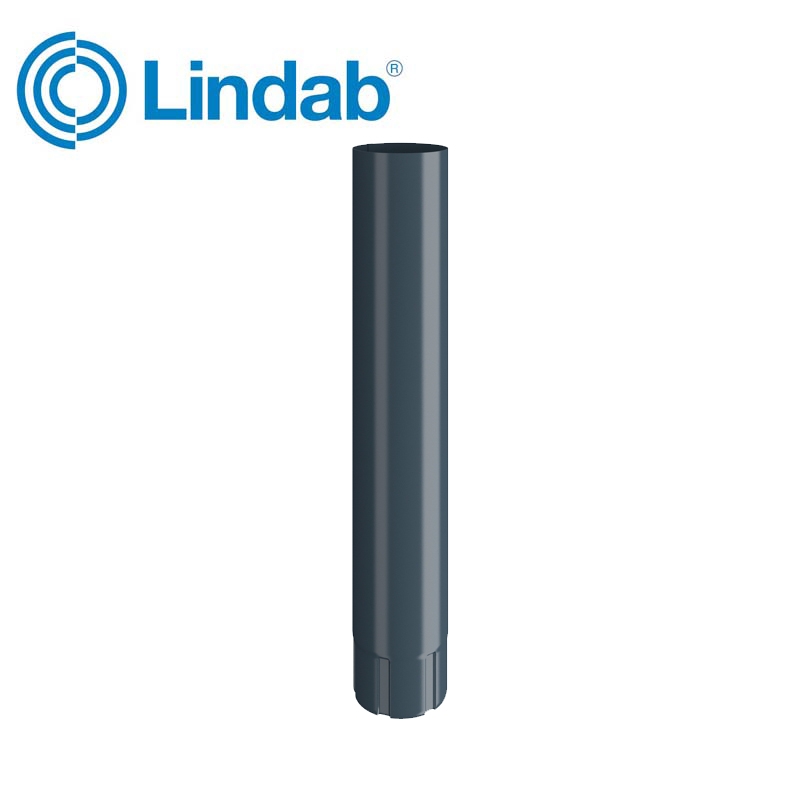 Lindab Round Intermediate Pipe 75mm x 1m Painted Dark Grey