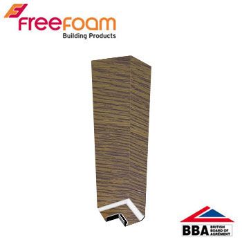 uPVC Fascia Board Corner (Square Edge) 300mm - Light Oak Woodgrain