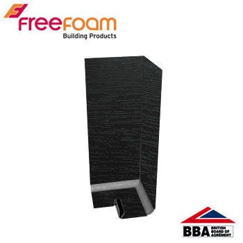 uPVC Fascia Board Corner (Square Edge) 600mm - Black Ash Woodgrain