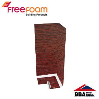 uPVC Fascia Board Corner (Square Edge) 600mm - Rosewood Woodgrain
