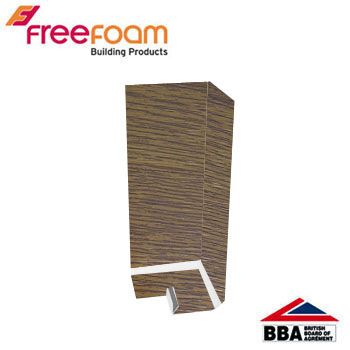 uPVC Fascia Board Corner (Square Edge) 600mm - Light Oak Woodgrain