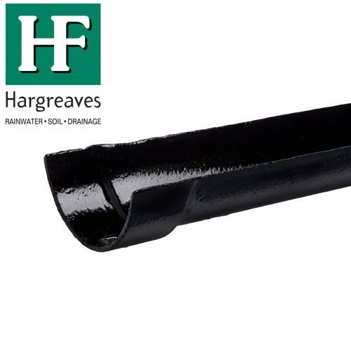 150mm Plain Black Cast Iron Half Round Gutter 1.8m Length