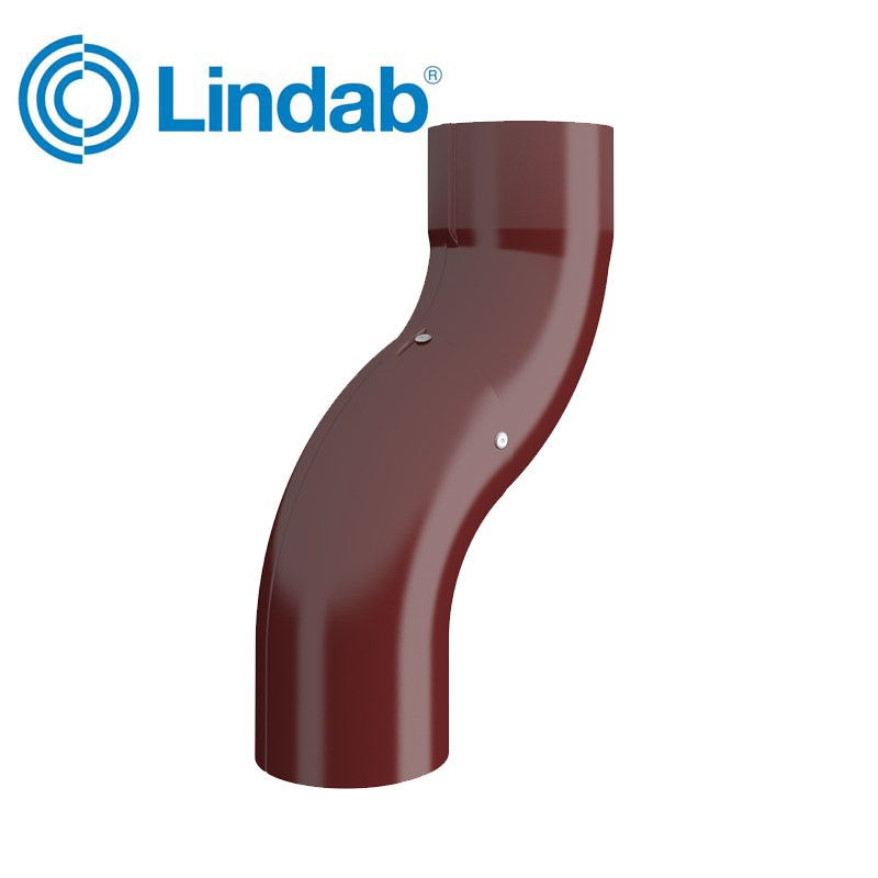 Lindab Steel Round Downpipe One Piece Bend 87mm Painted Dark Red