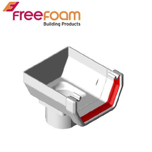 Freeflow Square Style Gutter Stopend Outlet - White