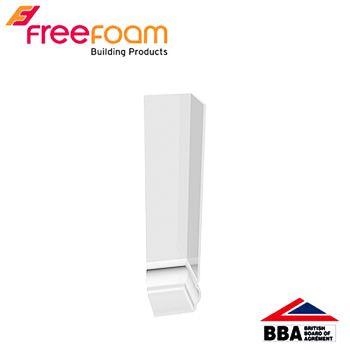 uPVC Ogee Fascia Board Double Ended External Corner - 600mm White