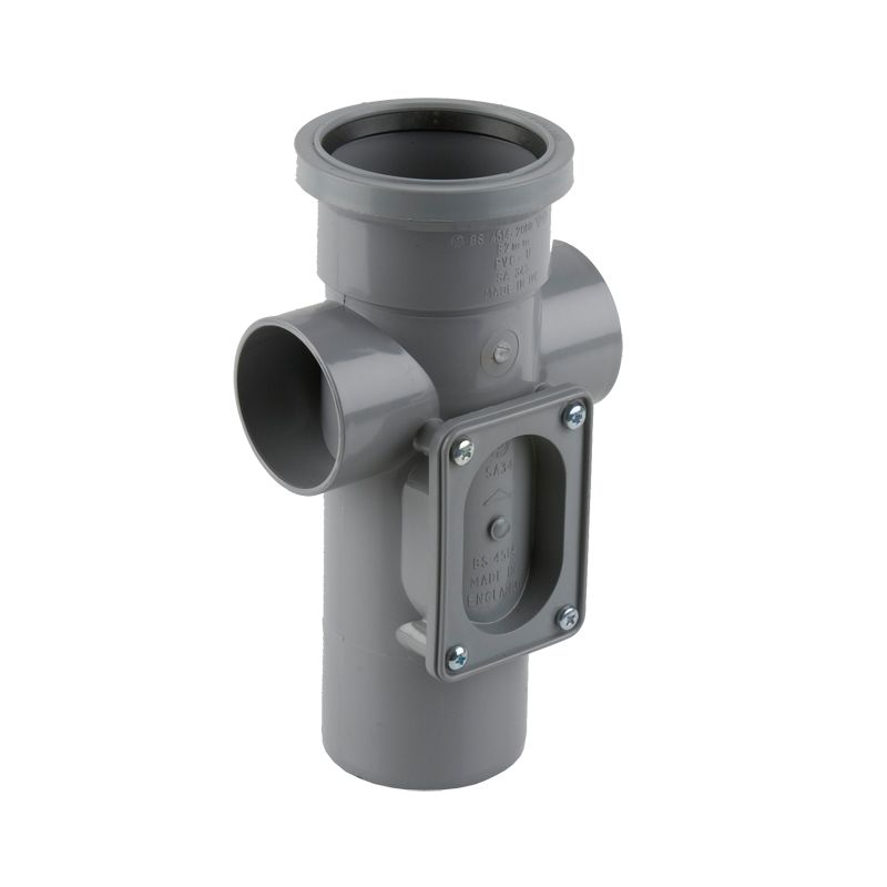 Brett Martin Grey Soil Pipe Push Fit Single Socket Access Pipe - 82.4mm