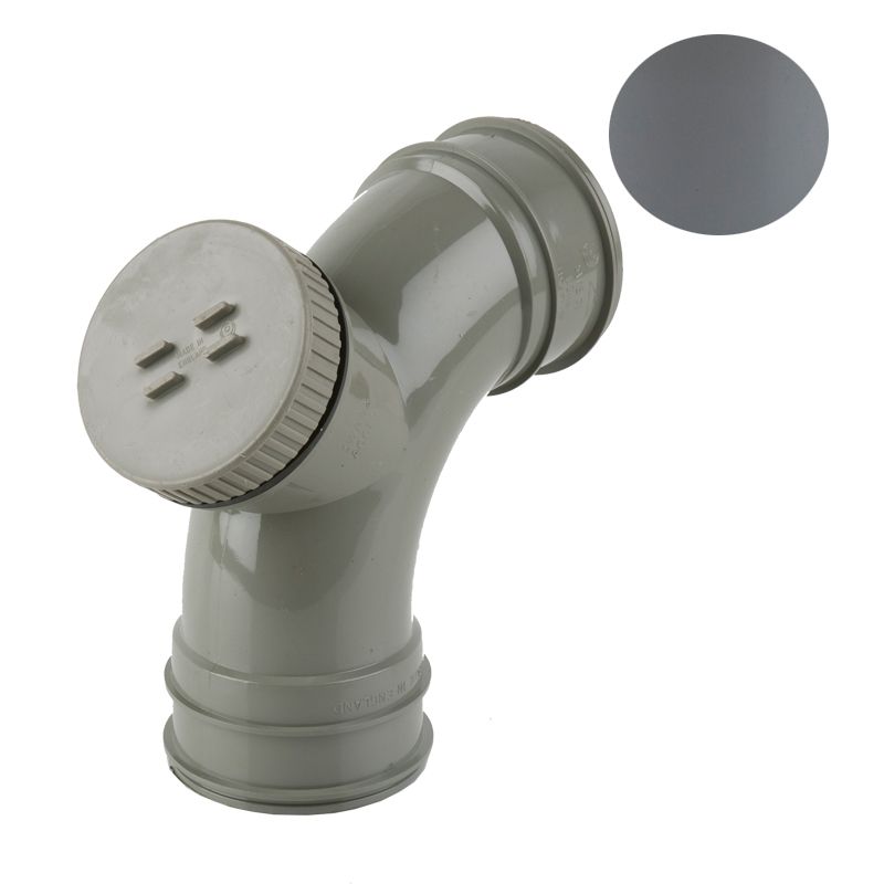 Brett Martin Grey Soil Pipe Push Fit Double Socket Access Bend - 82.4mm