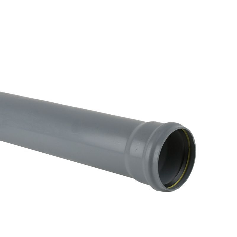 Soil Pipe Push Fit 4m Single Socket Ended Pipe 110mm Grey Drainage