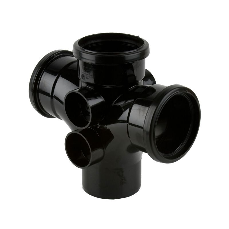 Soil Pipe Push Fit Triple Socket Branch 92.5dg 110mm Black Drainage