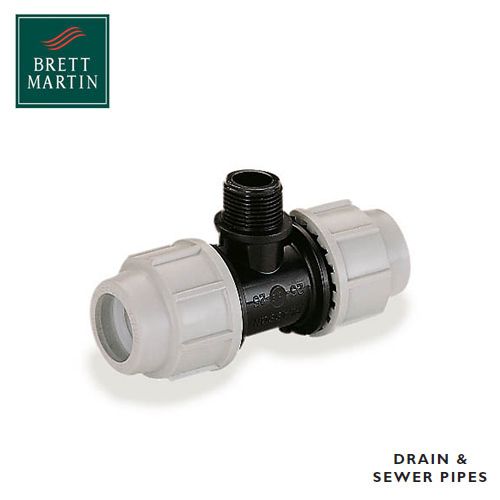 Plasson 90 Degree Tee with Threaded Male Offtake - 32mm x 1''