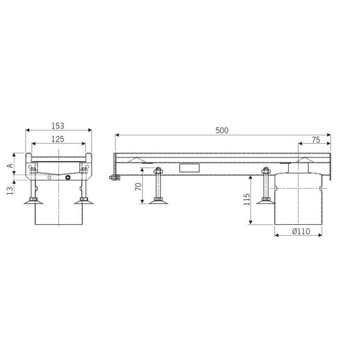 Outlet Invert Internal Channel Drain 65mm Invert End Outlet 500mm - ACO Modular 125 ...