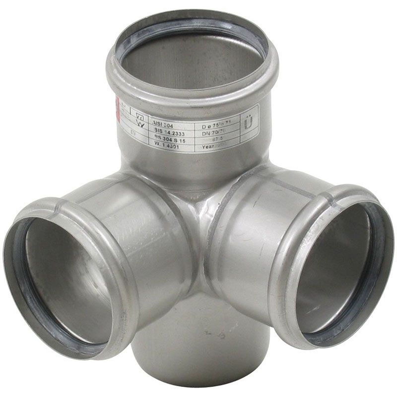 Stainless Steel Pipe 75mm 87.5dg Double Branch Bend - Blucher Europipe