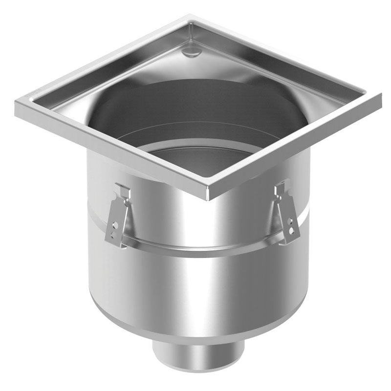 Blucher Industrial Vertical Floor Gully Stainless Steel 300 x 300mm - 110mm