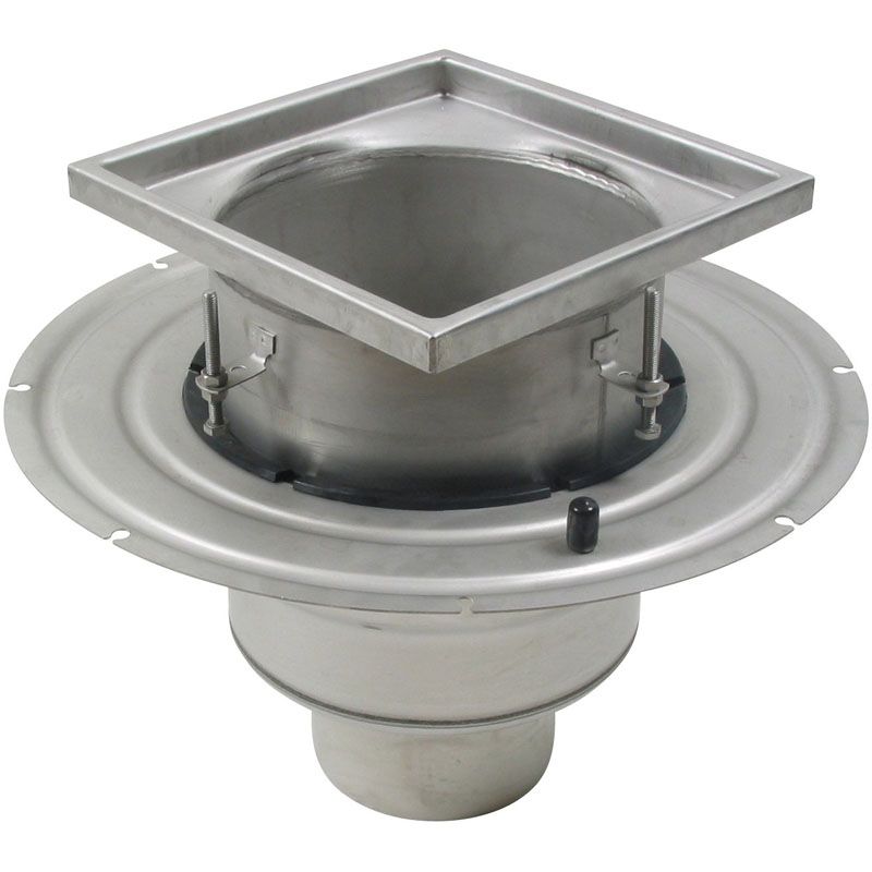 Blucher Industrial Adjustable Vertical Floor Drain Gully Steel 300 x 300mm - 160mm