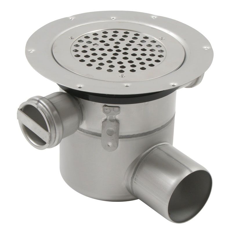 Shower Drain Adjustable Circular Horizontal Stainless Steel Gully 50mm Inlets - 110mm