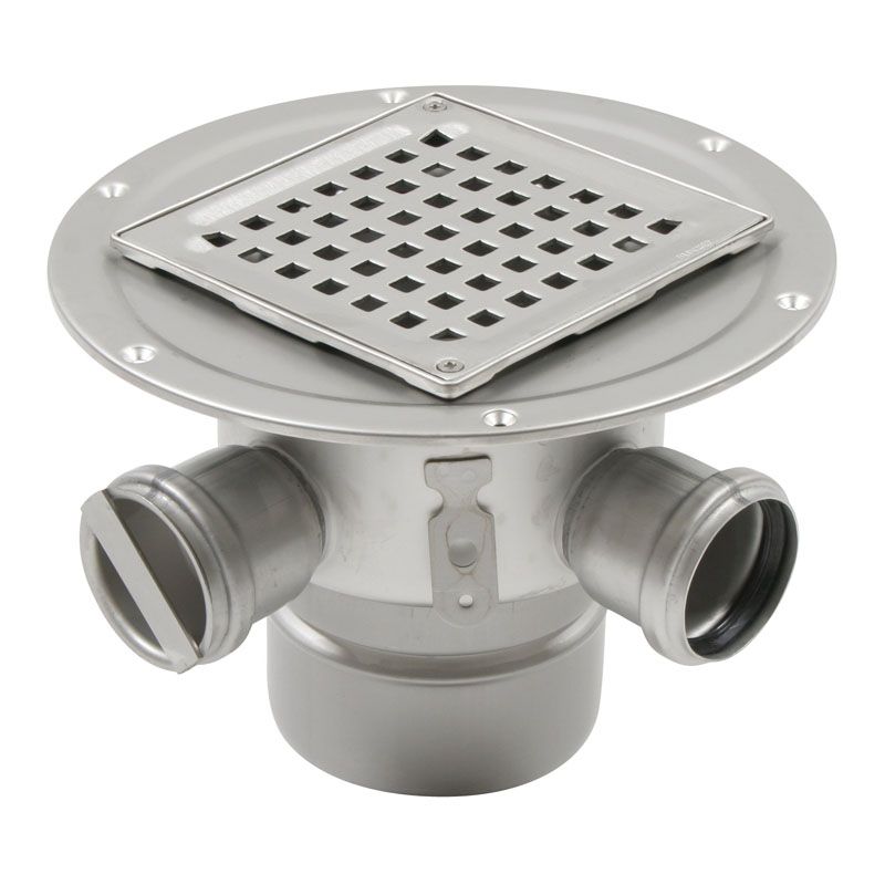 Blucher Shower Drain Stainless Steel Adjustable Gully 145 x 145mm 50mm Inlets - 110mm