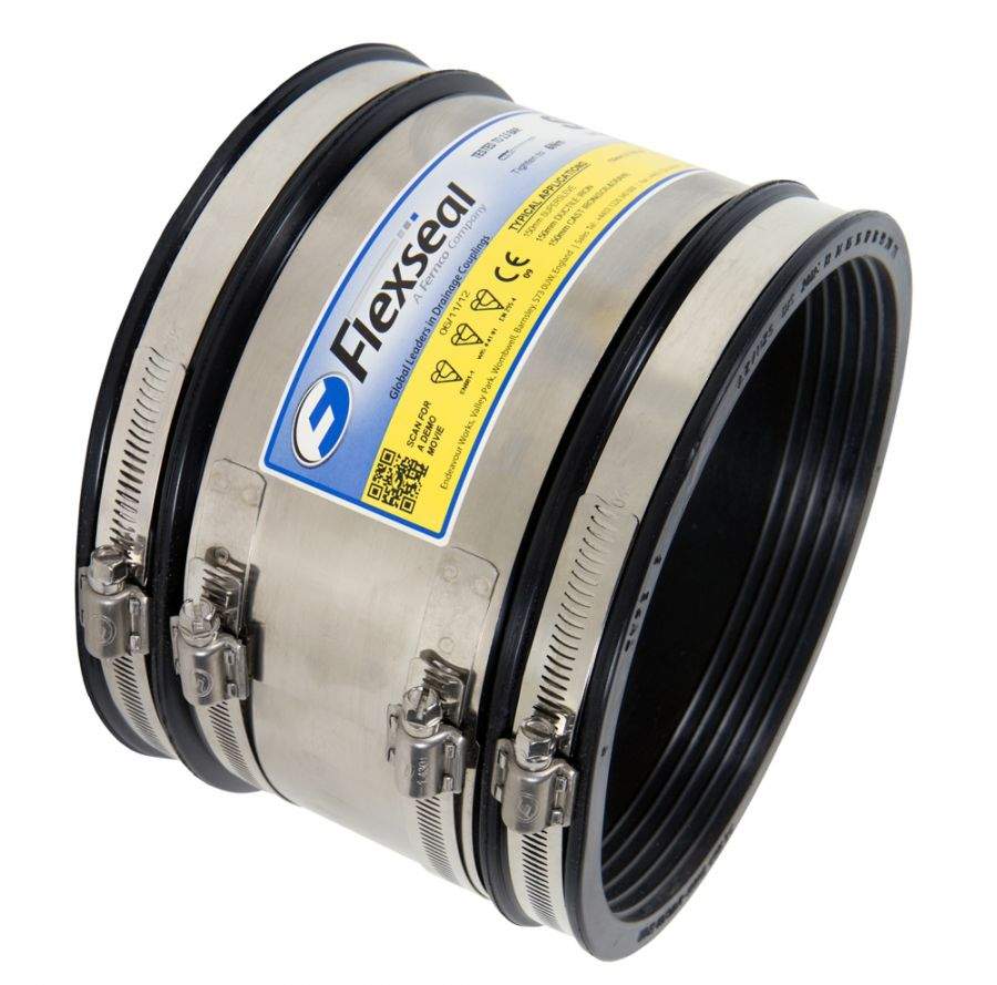 Fernco Rubber Flexible Drainage Adaptor Coupling 125Mm To 150Mm Epdm