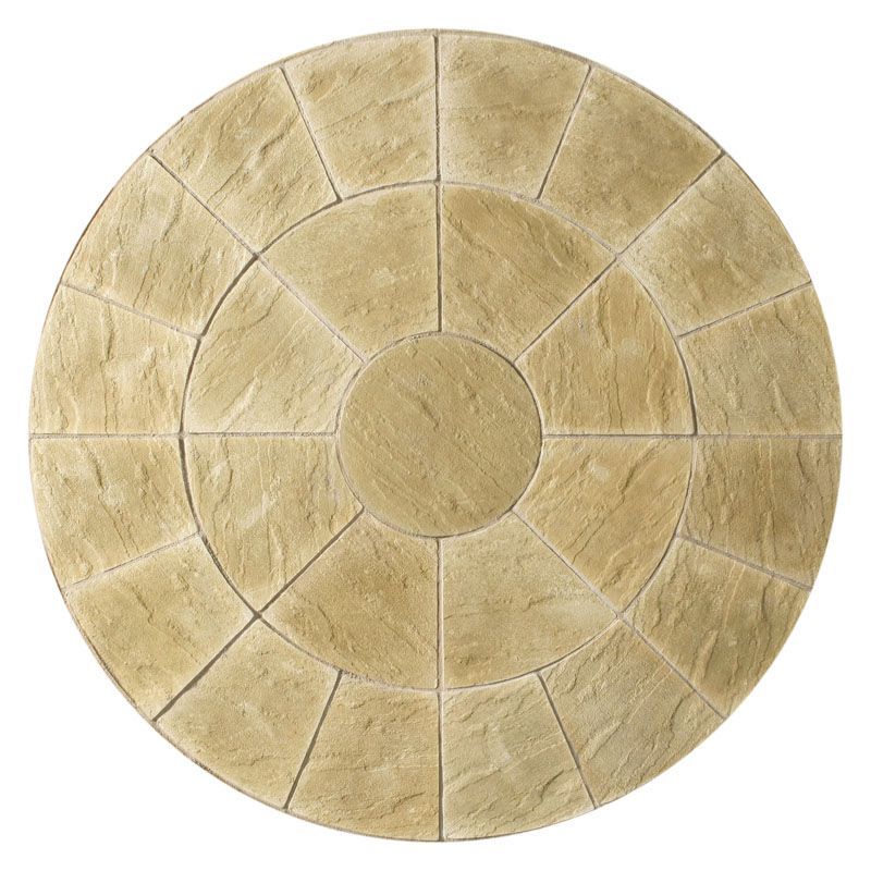 Kelkay Stone Circle Patio Kit Abby Paving 2.4m York Gold Drainage
