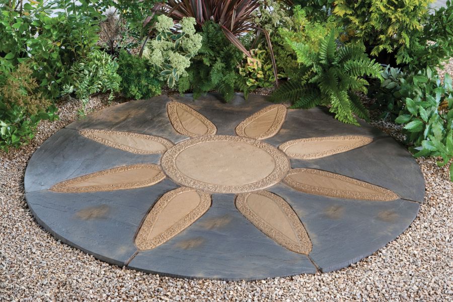 Kelkay Stone Circle Patio Kit Abby Paving 1.8m Petals Drainage