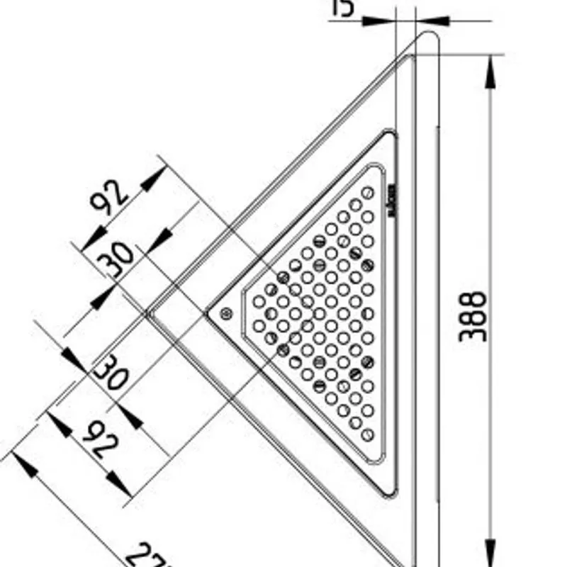 Triangular Grid Drain Blucher AISI 304 Adjustable Triangular Corner Shower Drain Gully with ...