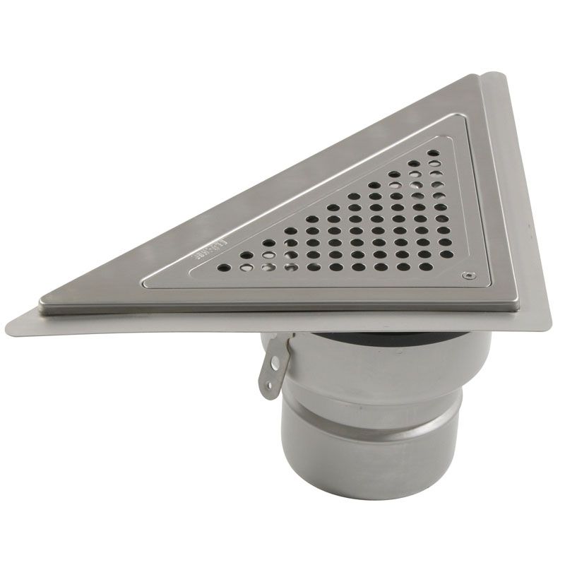 Shower Drain Triangular Back Wall Adjustable Stainless Steel - 110mm