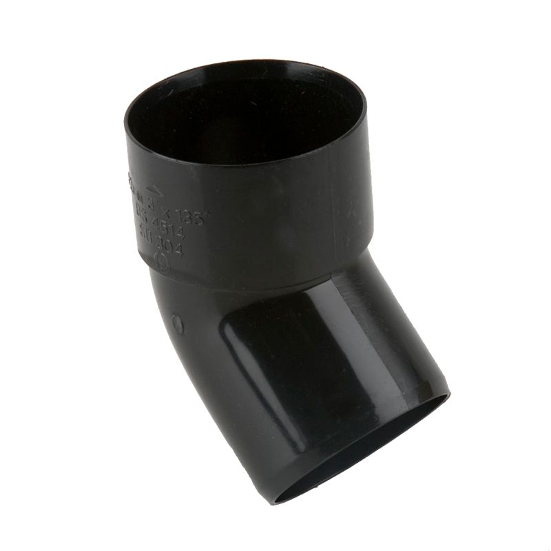 Soil Pipe Solvent Weld 135dg Single Socket Bend 82.4mm Black