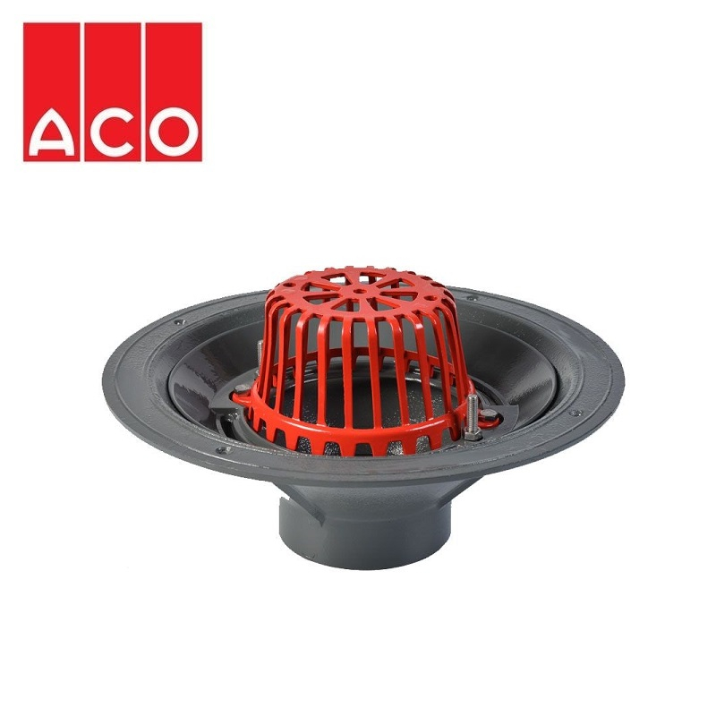 ACO Rainwater Roof Outlet Vertical Scew with Dome Grate - 100mm