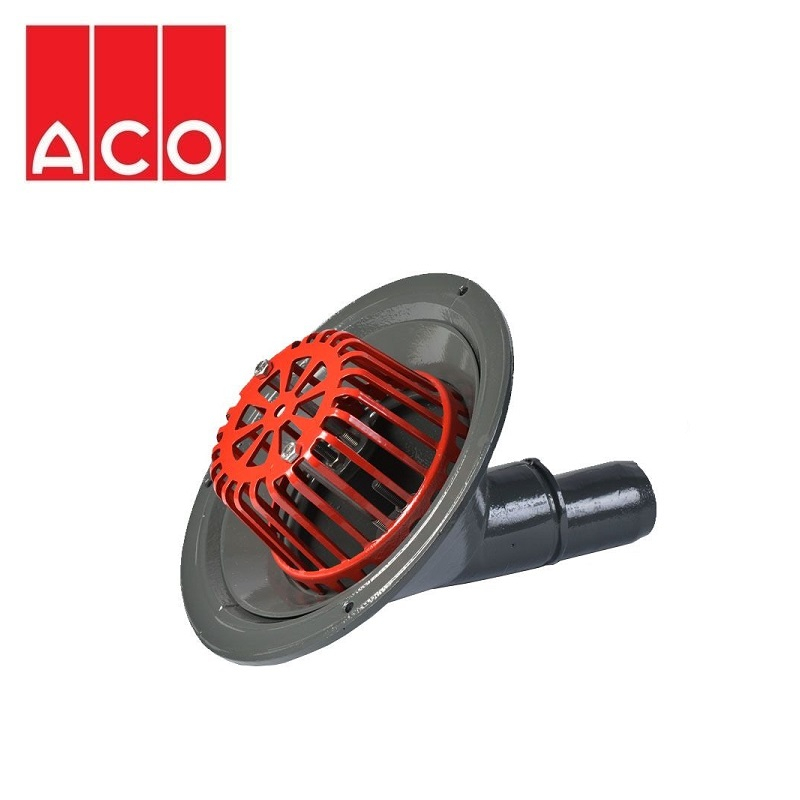 ACO Rainwater Roof Outlet 45dg Spigot with Dome Grate - 50mm
