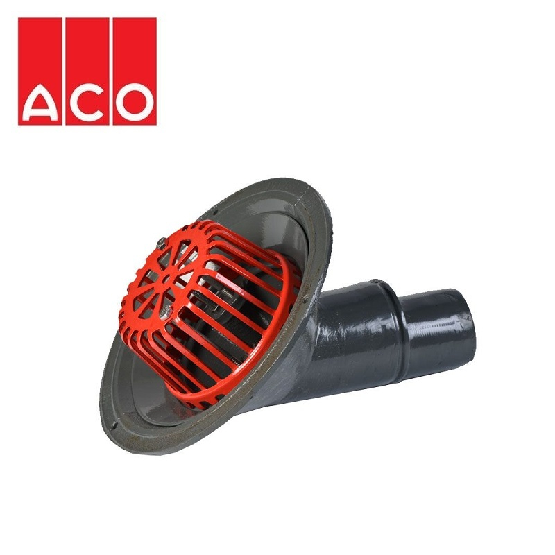 ACO Rainwater Roof Outlet 45dg Spigot with Dome Grate - 75mm