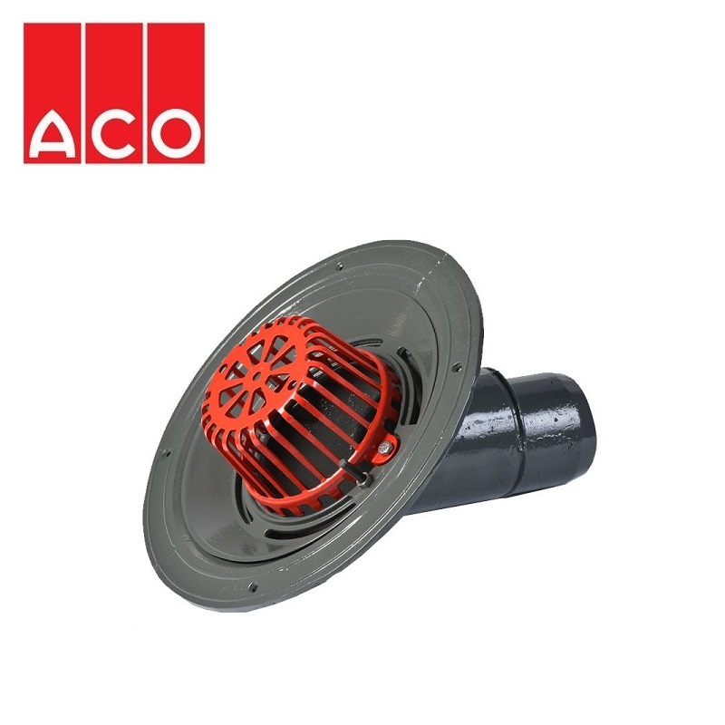 ACO Rainwater Roof Outlet 45dg Spigot with Dome Grate - 100mm