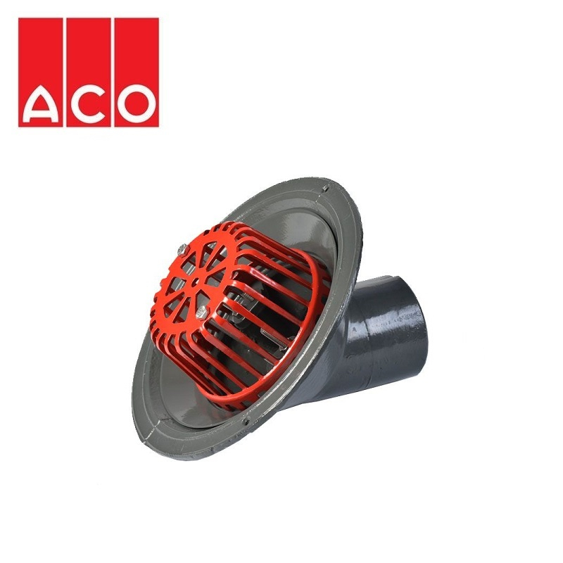 ACO Rainwater Roof Outlet 45dg Screw with Dome Grate - 50mm