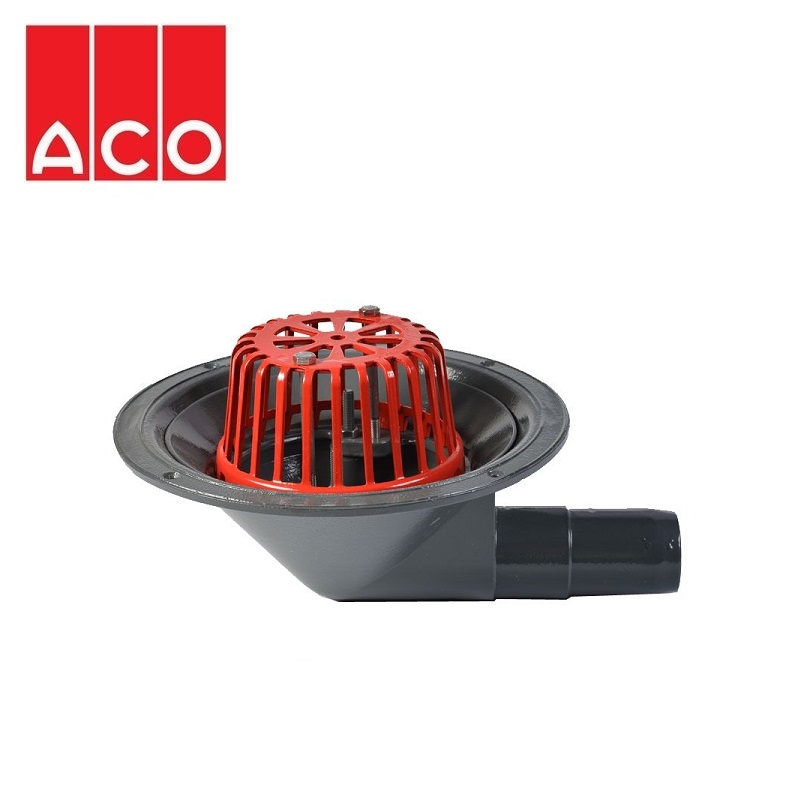 ACO Rainwater Roof Outlet 90dg Spigot with Dome Grate - 50mm