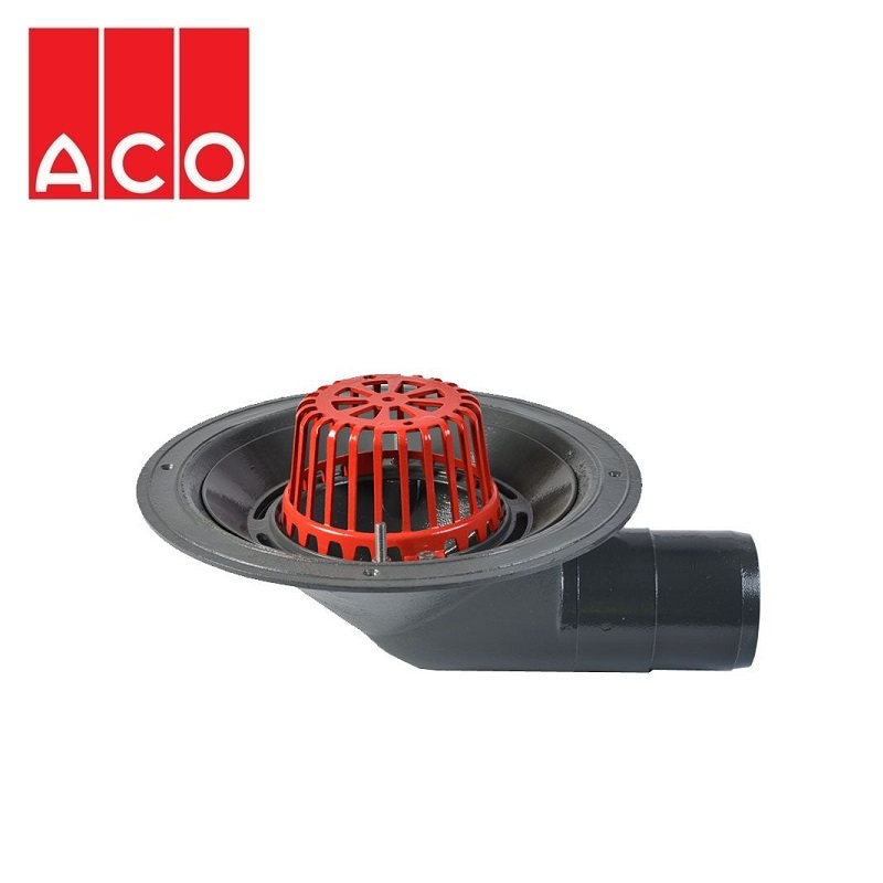ACO Rainwater Roof Outlet 90dg Spigot with Dome Grate - 100mm