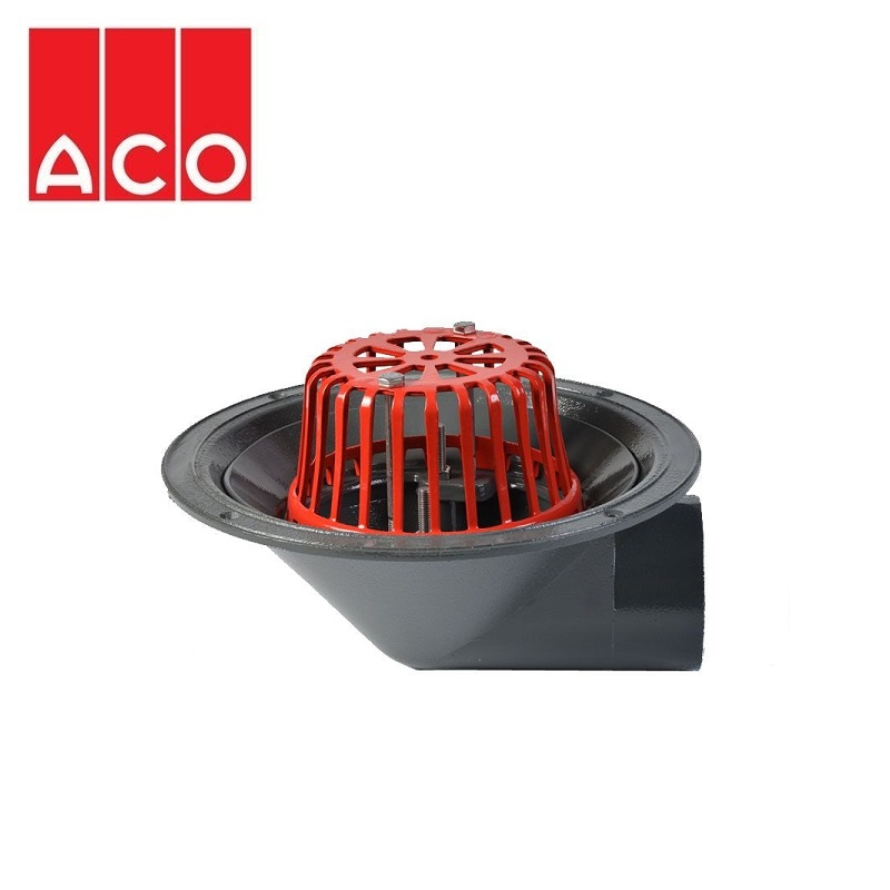 ACO Rainwater Roof Outlet 90dg Screw with Dome Grate - 75mm