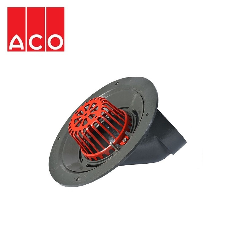 ACO Rainwater Roof Outlet 90dg Screw with Dome Grate - 150mm