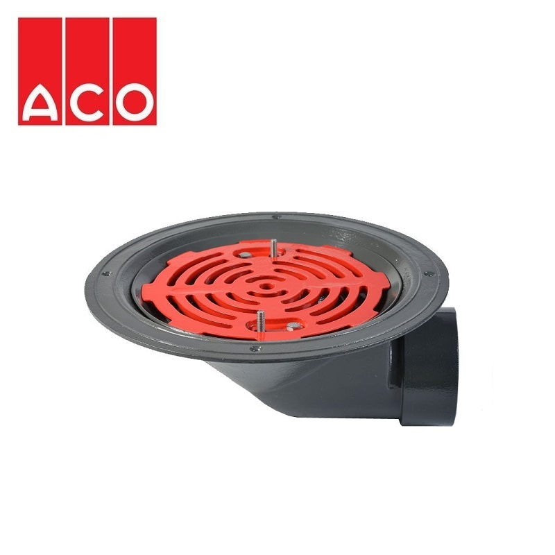 ACO Rainwater Roof Outlet 90dg Screw with Flat Grate - 100mm