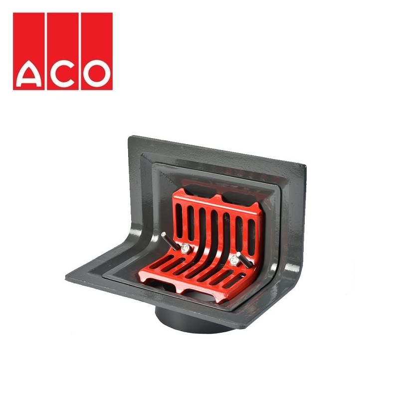 ACO Rainwater Roof Balcony TwoWay Outlet Screw with Flat Grate - 100mm