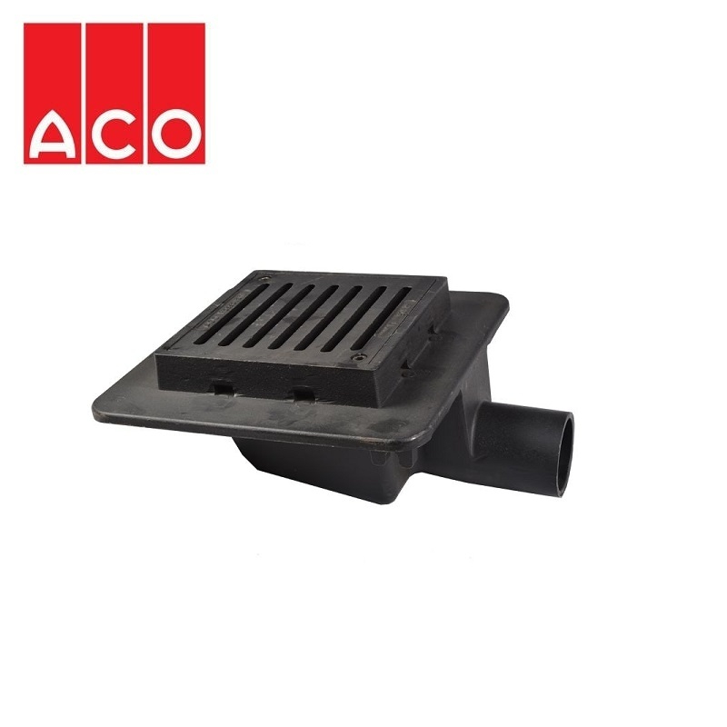 Car Park Gully Cast Iron Grate Frame and Horizontal Outlet - 110mm 