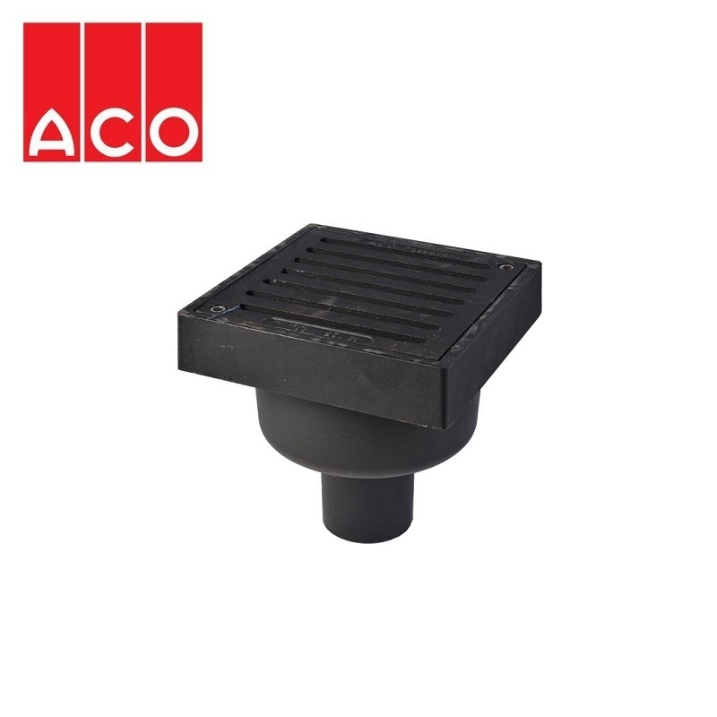 Car Park Gully Cast Iron Grate Frame and Vertical Outlet - 110mm 