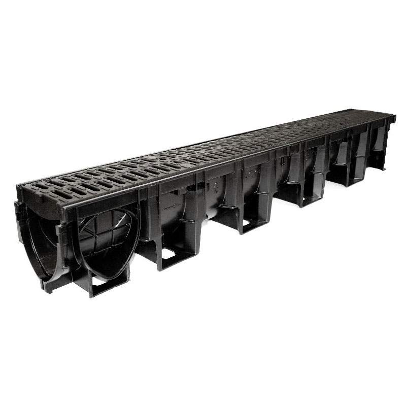 Aco Light/Black Hexdrain Pro Channel Drain 138Mm X 150Mm X 1000Mm - C250 Load Plastic
