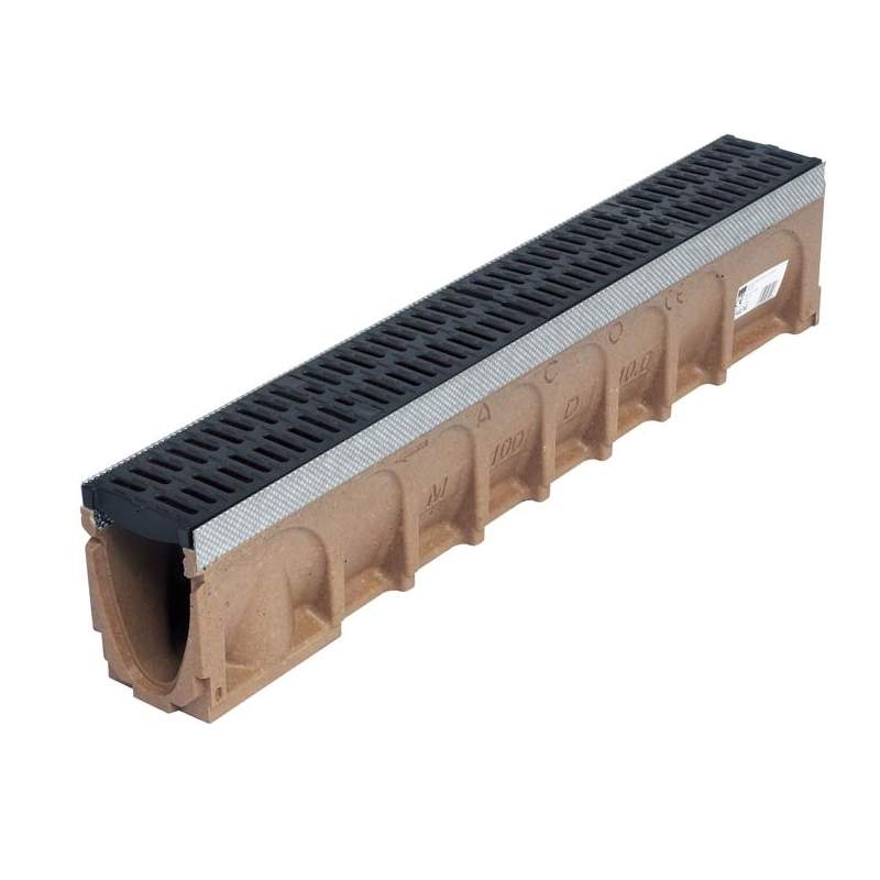 Aco Men's Multidrain M100d Sloped Channel Drain - 135Mm X 160/165Mm X 1000Mm Vienite