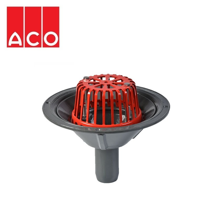 ACO Rainwater Roof Outlet Vertical Spigot with Dome Grate - 75mm