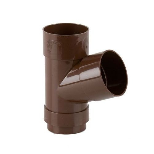 Plastic Guttering Round Style Downpipe 112.5 Degree Branch 68mm Brown