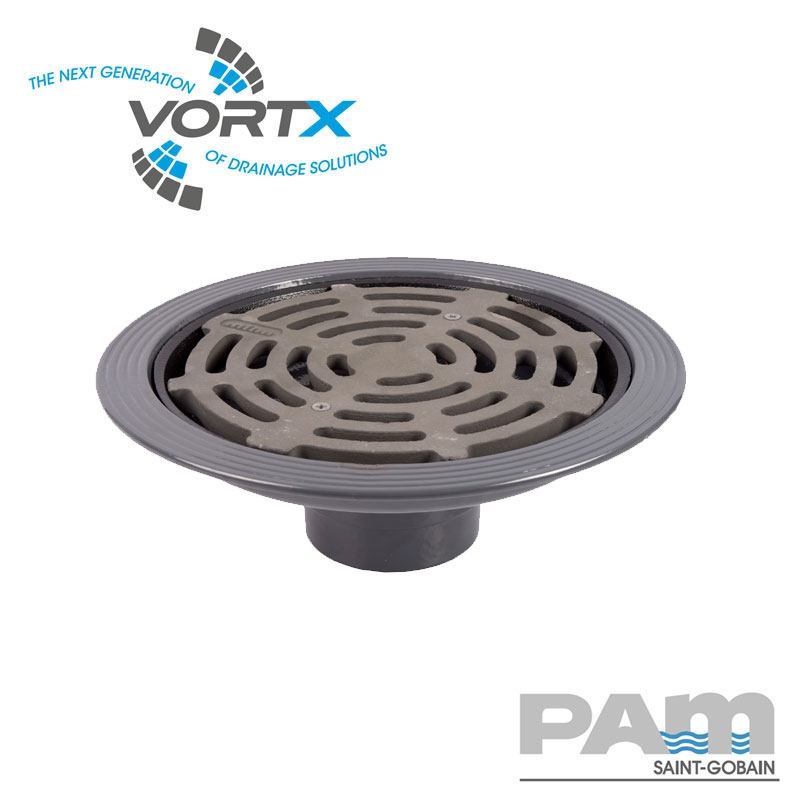 Cast Iron Rainwater Roof Outlet Vertical Spigot with Flat Grate - 110mm